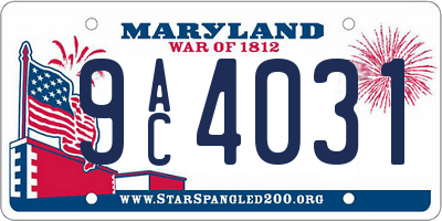 MD license plate 9AC4031