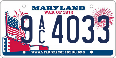 MD license plate 9AC4033