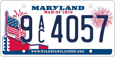 MD license plate 9AC4057