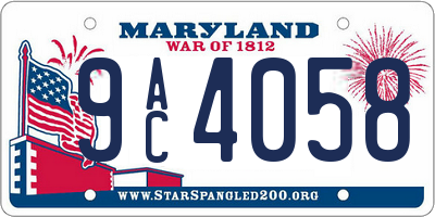 MD license plate 9AC4058