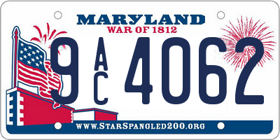 MD license plate 9AC4062