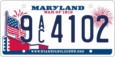 MD license plate 9AC4102