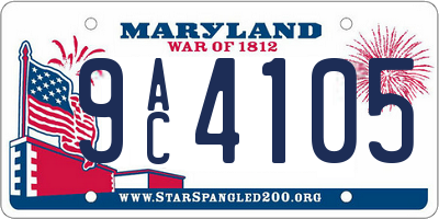 MD license plate 9AC4105