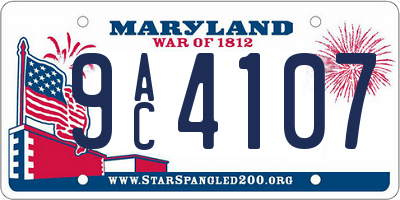 MD license plate 9AC4107