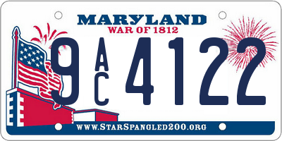 MD license plate 9AC4122