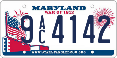 MD license plate 9AC4142