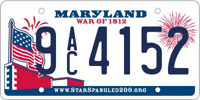 MD license plate 9AC4152