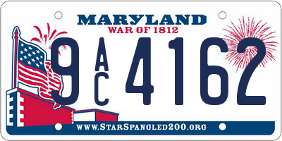 MD license plate 9AC4162