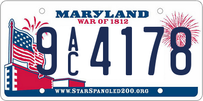 MD license plate 9AC4178