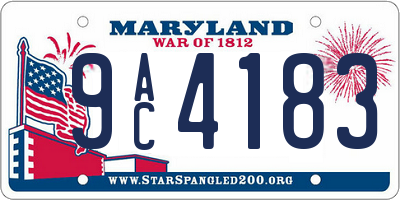 MD license plate 9AC4183