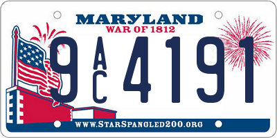 MD license plate 9AC4191