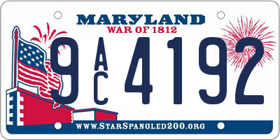 MD license plate 9AC4192