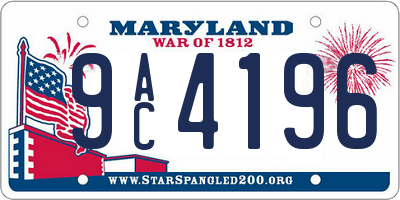 MD license plate 9AC4196