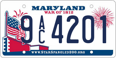 MD license plate 9AC4201
