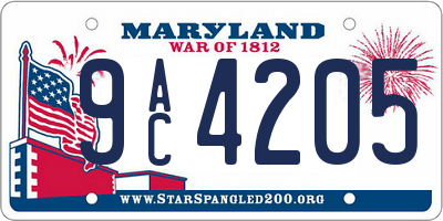 MD license plate 9AC4205