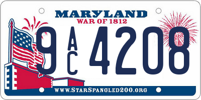 MD license plate 9AC4208