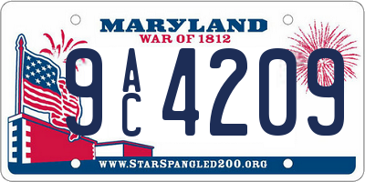 MD license plate 9AC4209