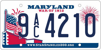 MD license plate 9AC4210