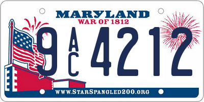 MD license plate 9AC4212