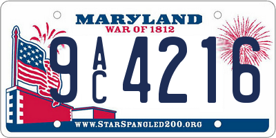 MD license plate 9AC4216