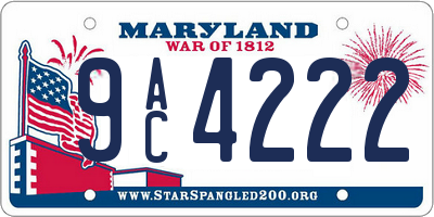MD license plate 9AC4222