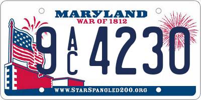 MD license plate 9AC4230