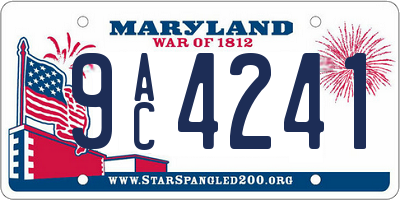 MD license plate 9AC4241