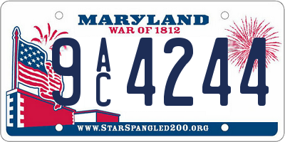 MD license plate 9AC4244