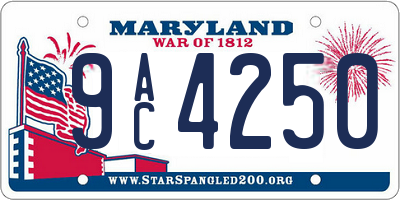 MD license plate 9AC4250