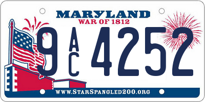 MD license plate 9AC4252
