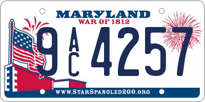 MD license plate 9AC4257