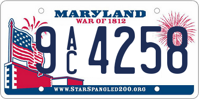 MD license plate 9AC4258