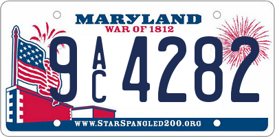 MD license plate 9AC4282