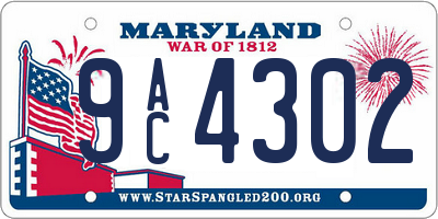 MD license plate 9AC4302