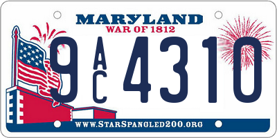 MD license plate 9AC4310