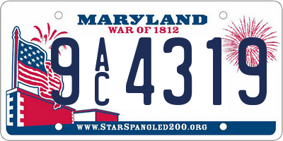 MD license plate 9AC4319