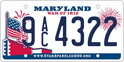 MD license plate 9AC4322