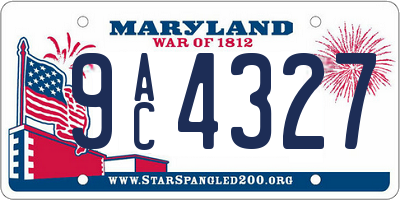 MD license plate 9AC4327