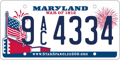 MD license plate 9AC4334