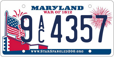 MD license plate 9AC4357
