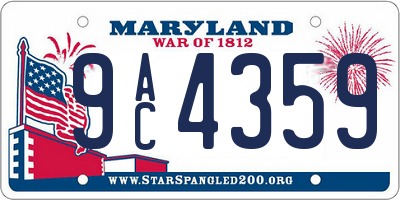 MD license plate 9AC4359