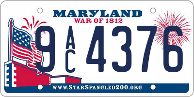 MD license plate 9AC4376