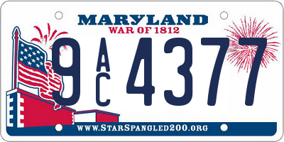 MD license plate 9AC4377