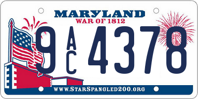 MD license plate 9AC4378