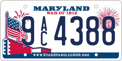 MD license plate 9AC4388