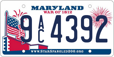 MD license plate 9AC4392
