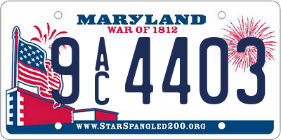 MD license plate 9AC4403