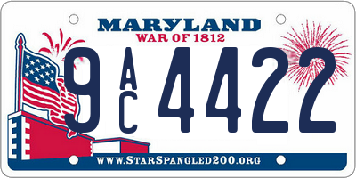 MD license plate 9AC4422