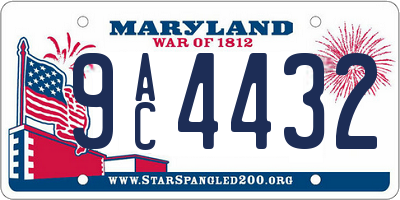 MD license plate 9AC4432