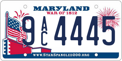 MD license plate 9AC4445